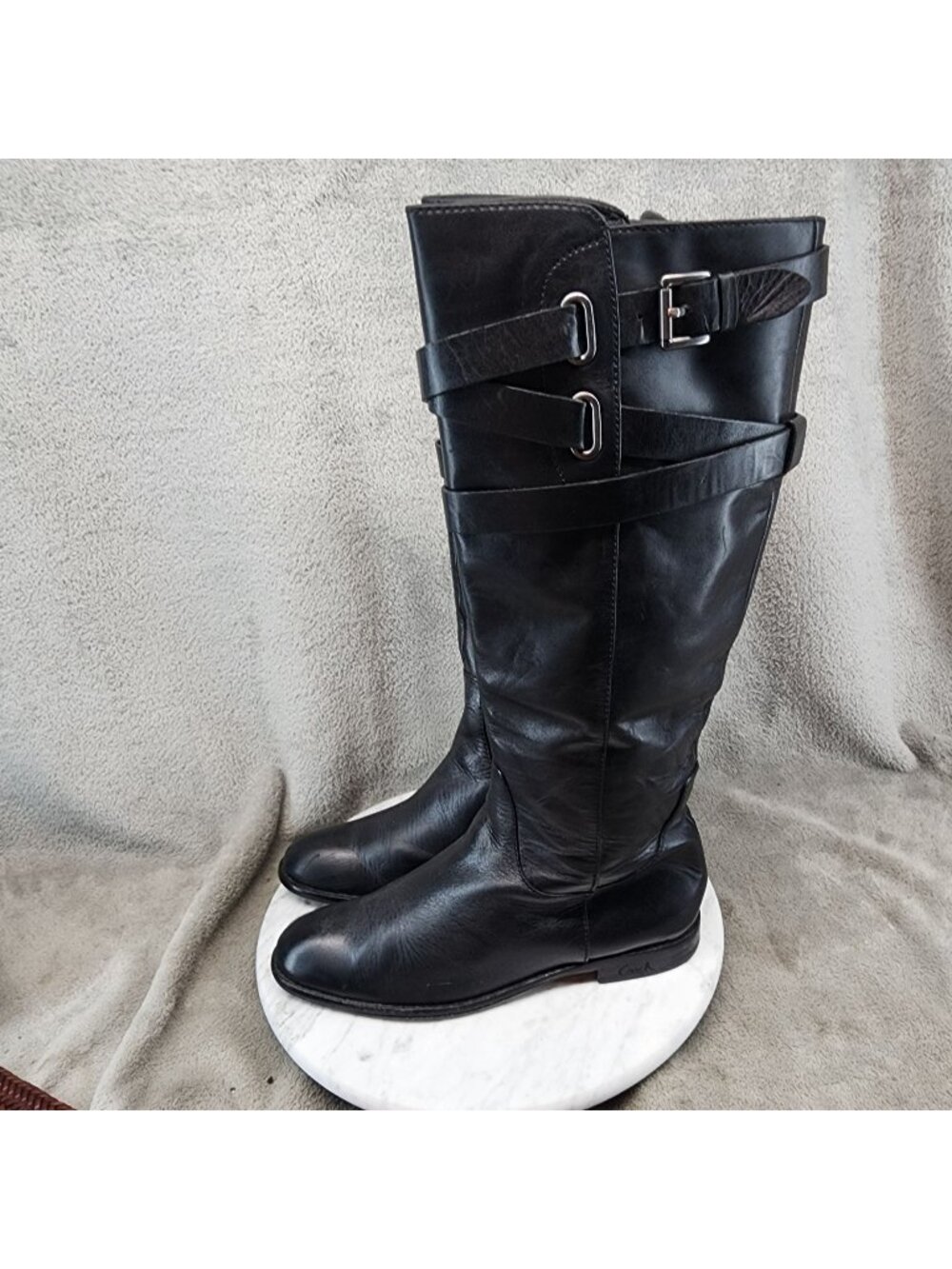 Coach Shoes Womens Size 7 Cayden Black Leather Knee High Boots *Read*